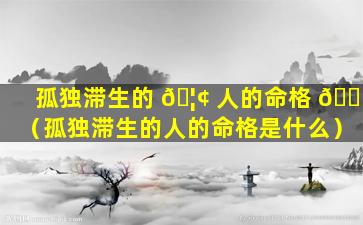 孤独滞生的 🦢 人的命格 🐋 （孤独滞生的人的命格是什么）